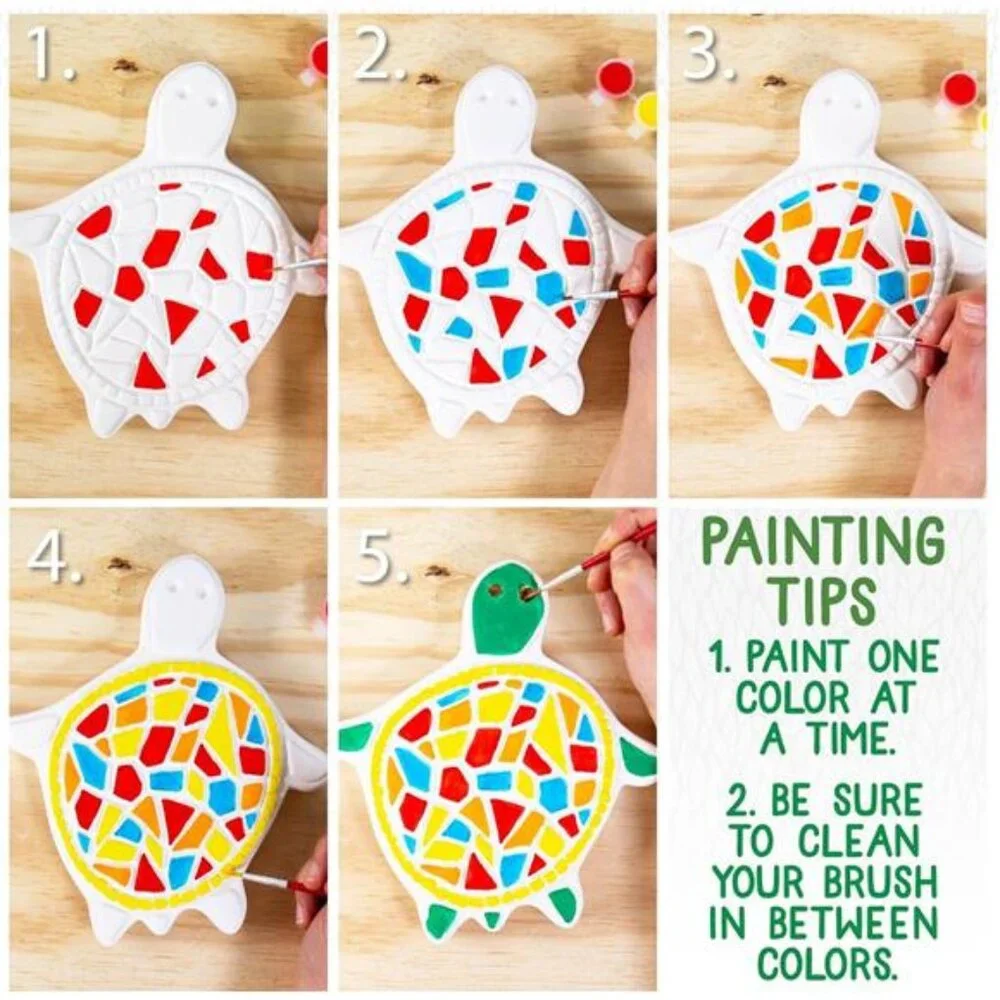 Creative Roots Mosaic Turtle DIY Stepping Stone Kit, Includes Ceramic Stone & 6‎